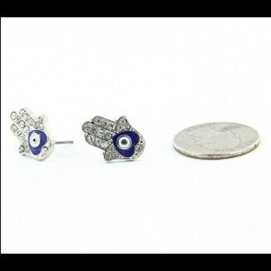 Hamsa/Hand Of Fatima earrings with evil eye.